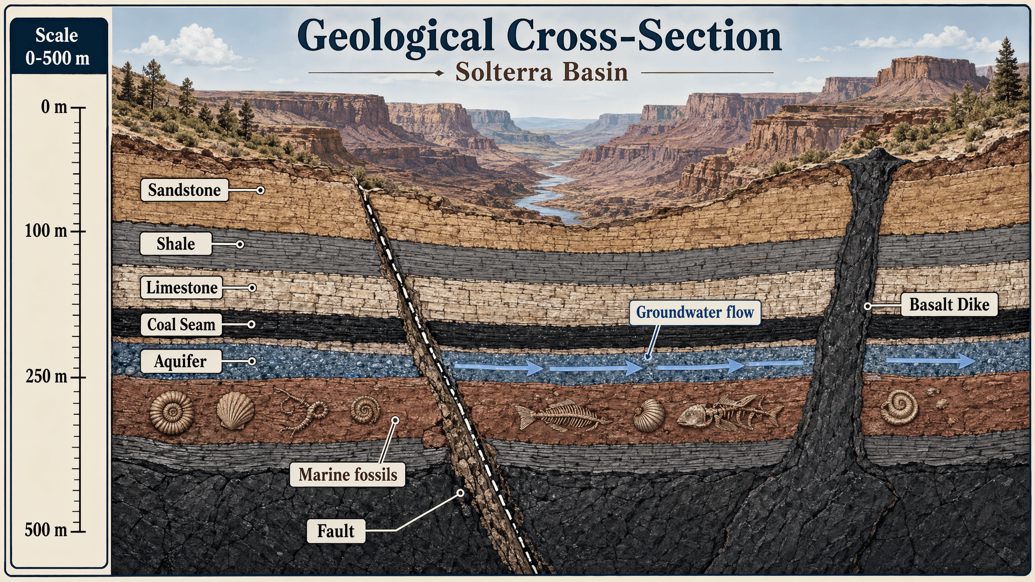 geological strata cross section